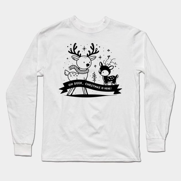 Oh Deer Christmas is Here! Long Sleeve T-Shirt by Francois Ringuette